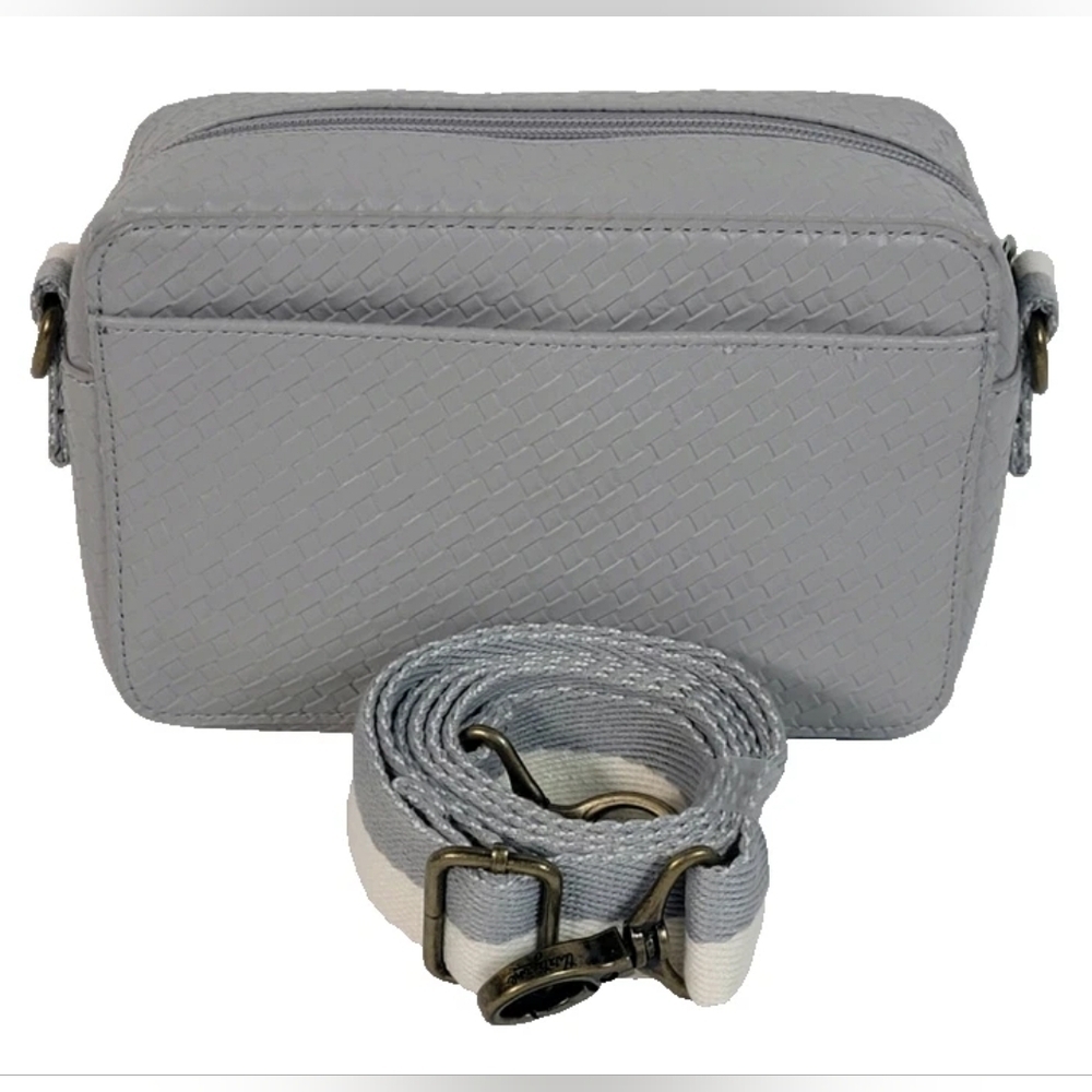 Thirty-One Boutique Crossbody Purse Whisper Grey Basket Weave